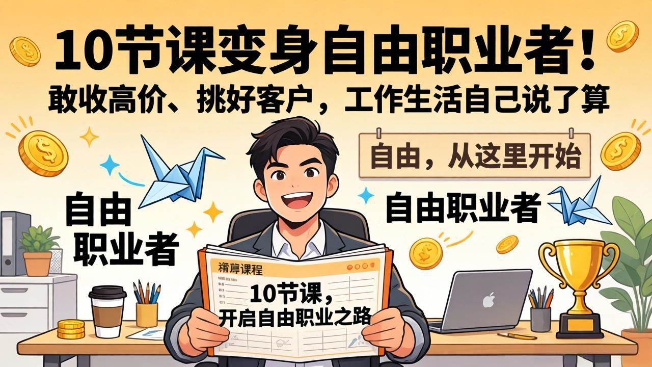 （17663期）10 节课变身自由职业者！敢收高价、挑好客户，工作生活自己说了算-八方网创