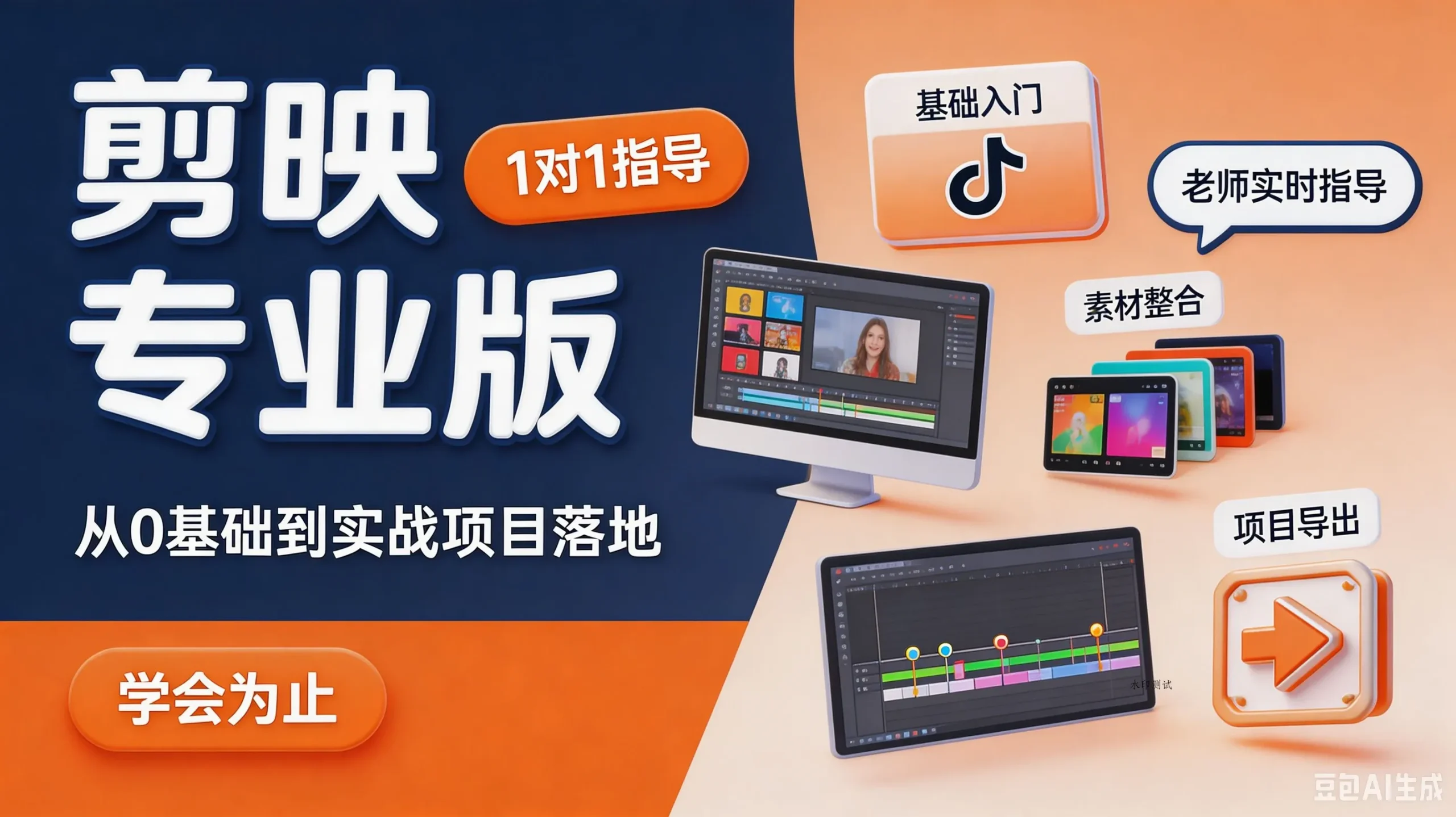 【精】剪映专业版,从0基础到实战项目落地,1对1指导 学会为止-八方网创