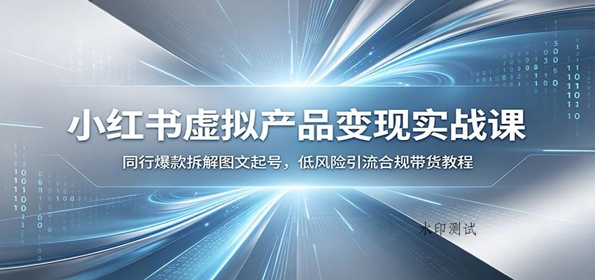小红书虚拟产品变现实战课：同行爆款拆解图文起号，低风险引流合规带货教程-八方网创