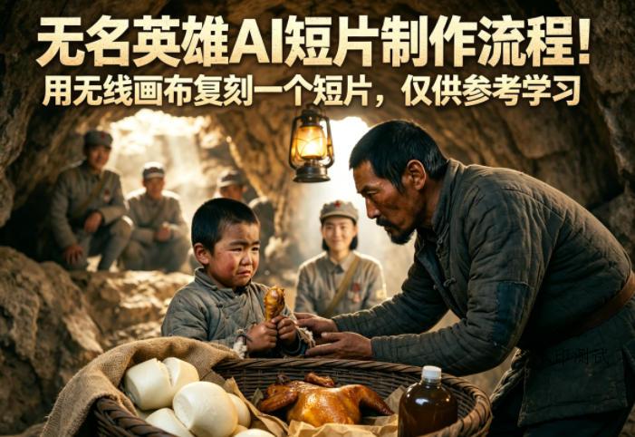 无名英雄AI短片制作流程！用无线画布复刻一个短片，仅供参考学习-八方网创