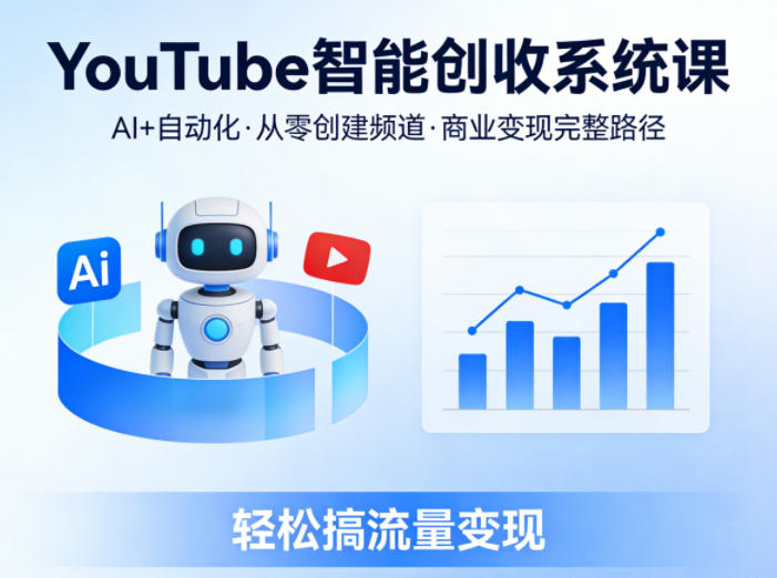 YouTube智能创收系统课，AI+自动化，从零创建YouTube频道并实现商业变现的完整路径，轻松搞流量变现-八方网创