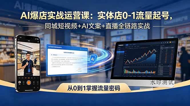 （18451期）AI爆店实战运营课：实体店0-1流量起号，同城短视频+AI文案+直播全链路实战-八方网创