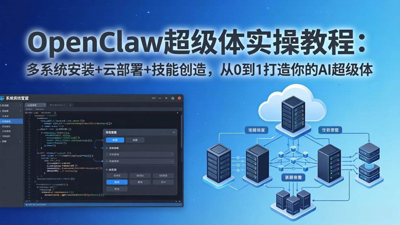（17603期）OpenClaw-小龙虾 超级体实操教程：多系统安装+云部署+技能创造，从0到1打造你的AI超级体-八方网创