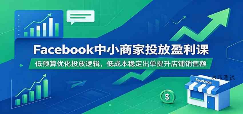 Facebook中小商家投放盈利课:低预算优化投放逻辑,低成本稳定出单提升店铺销售额-八方网创