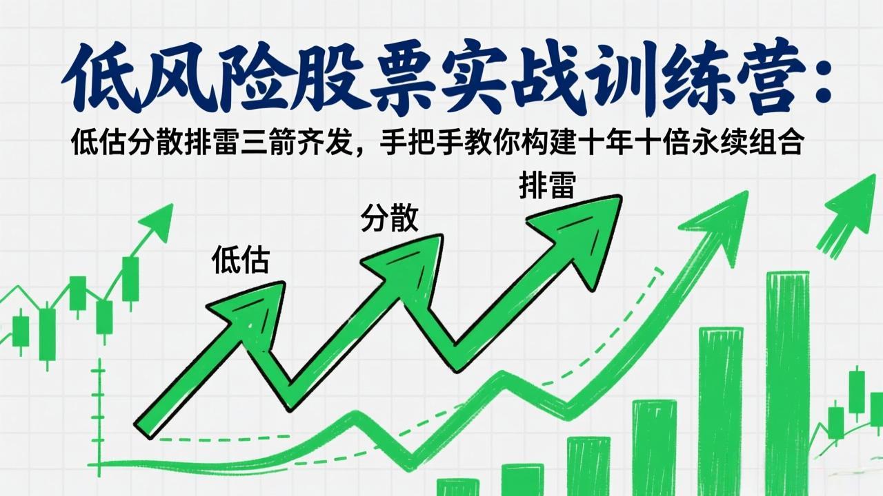 低风险股票实战训练营：低估分散排雷三箭齐发，手把手教你构建十年十倍永续组合-八方网创