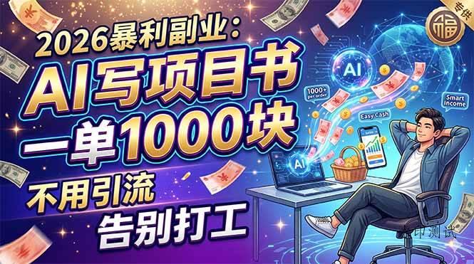 （18087期）2026暴利副业：AI 写项目书，一单 1000 块，不用引流，告别打工-八方网创