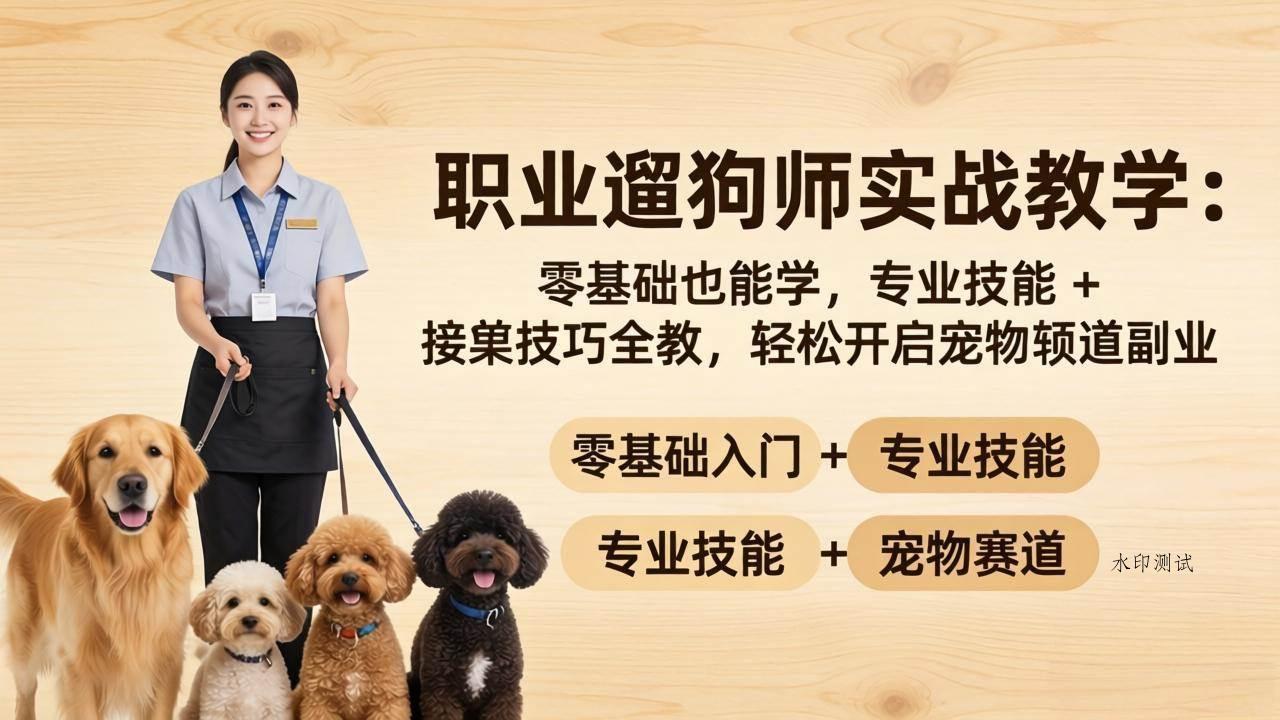 （18115期）职业遛狗师实战教学：零基础也能学，专业技能 + 接单技巧全教，轻松开启宠物赛道副业-八方网创