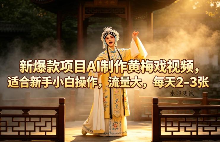 新爆款项目AI制作黄梅戏视频，适合新手小白操作，流量大，每天2-3张-八方网创
