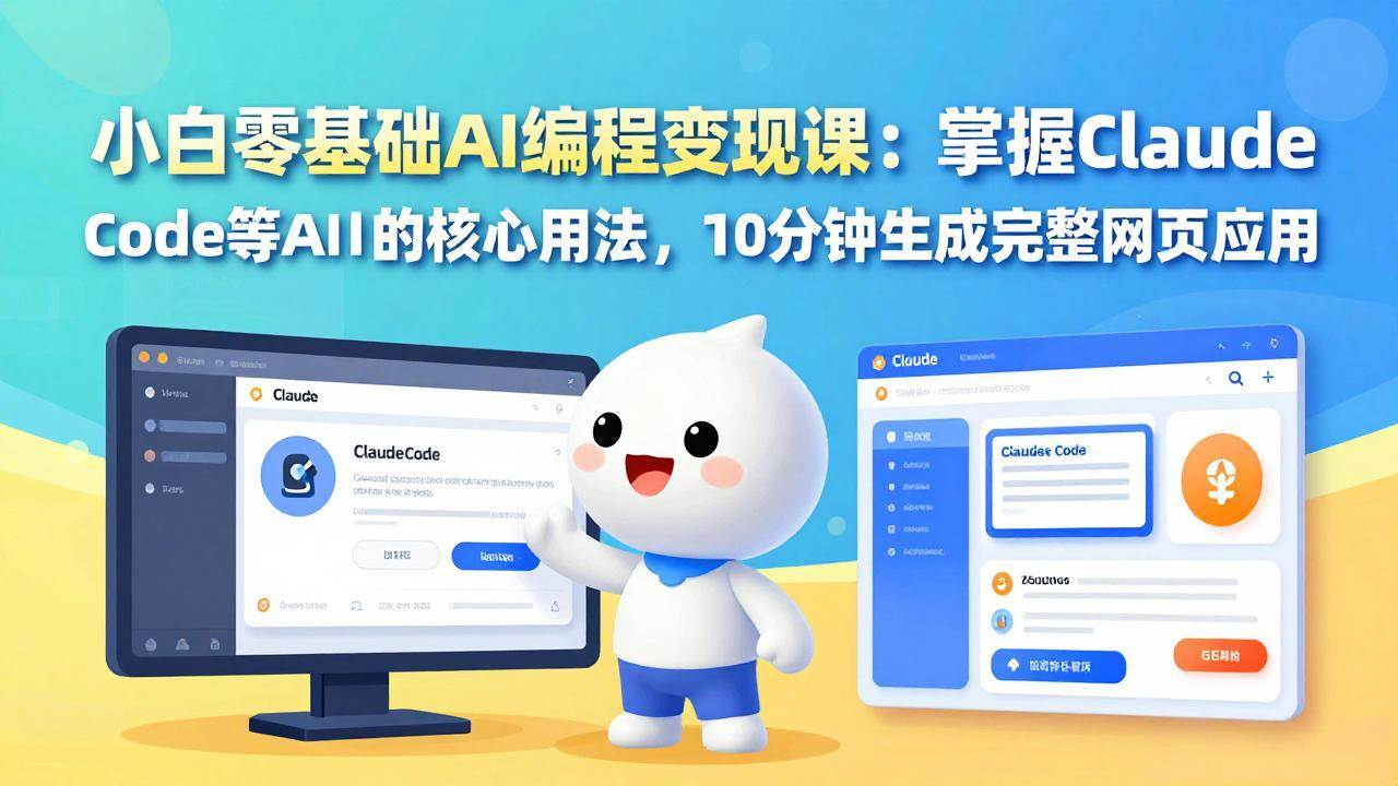 （17562期）小白零基础AI编程变现课：掌握Claude Code等AI工具的核心用法，10分钟生成完整网页应用-八方网创