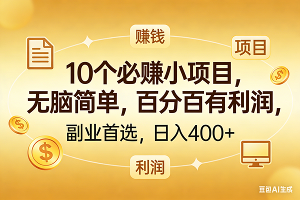 （17812期）10个必赚的小项目，百分百有利润，无脑简单，副业首选，日入400+-八方网创