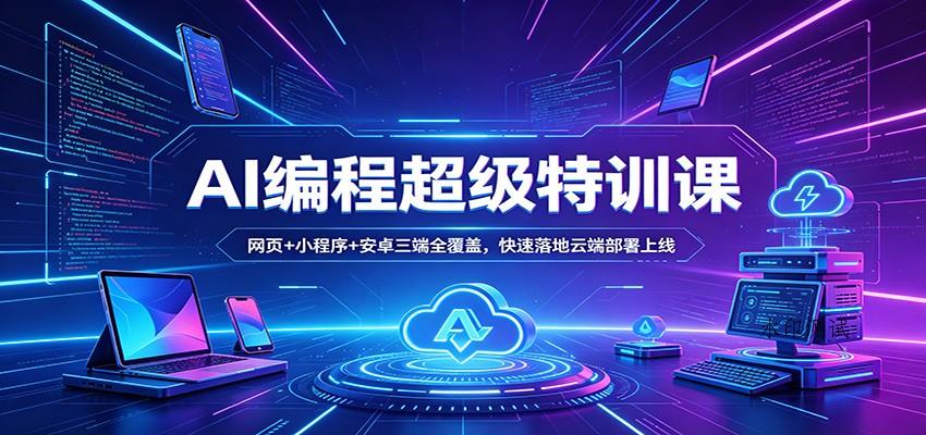 AI编程超级特训课：网页+小程序+安卓三端全覆盖，快速落地云端部署上线-八方网创
