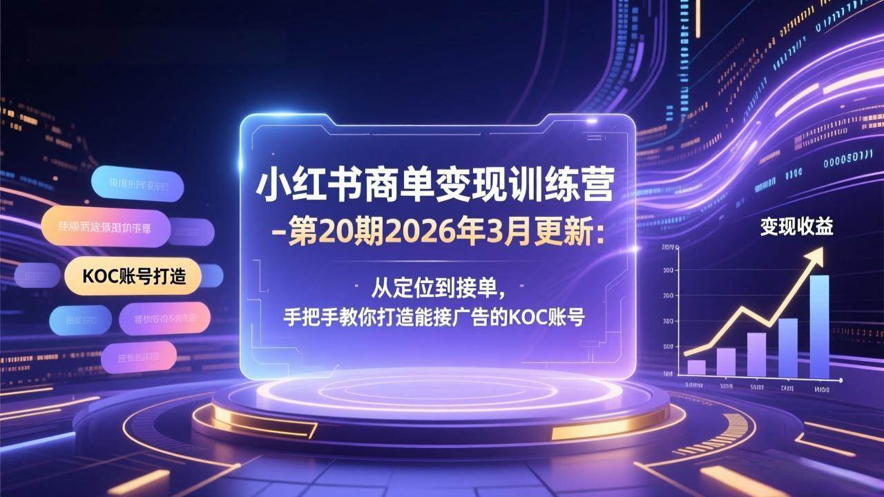 （17590期）小红书商单变现训练营-第20期26年3月更新：从定位到接单，手把手教你打造能接广告的KOC账号-八方网创