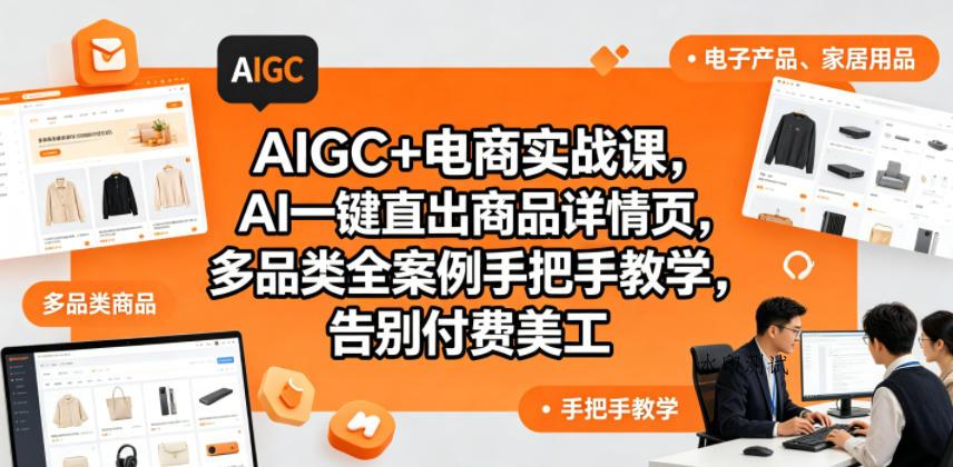 AIGC+电商实战课,AI一键直出商品详情页,多品类全案例手把手教学,告别付费美工(更新0820)-八方网创