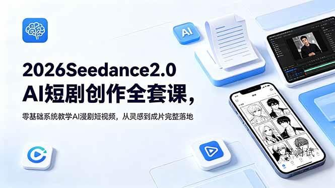（18958期）2026Seedance2.0AI短剧创作全套课，零基础系统教学AI漫剧短视频，从灵感到成片完整落地-八方网创