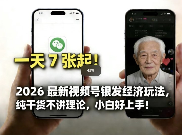 2026最新视频号银发经济玩法，轻松每天7张起，小白也可做-八方网创