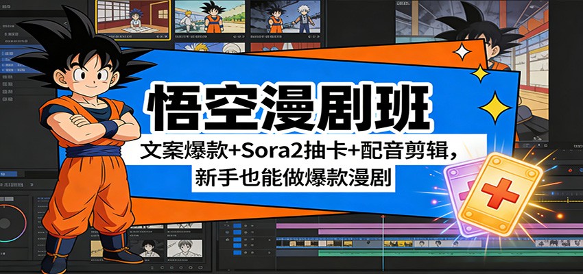 悟空漫剧班:文案爆款+Sora2抽卡+配音剪辑,新手也能做爆款漫剧-八方网创