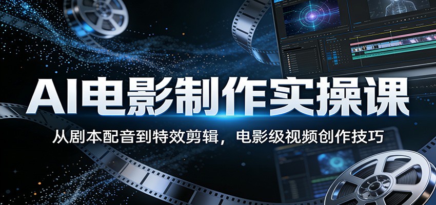 AI电影制作实操课：从剧本配音到特效剪辑，电影级视频创作技巧-八方网创