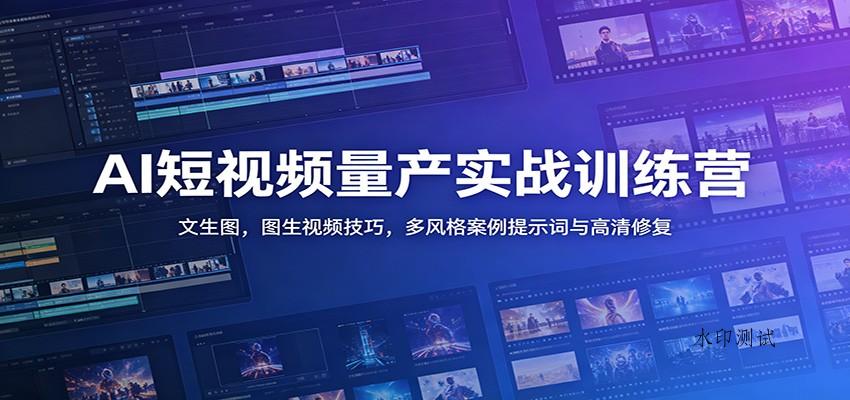 AI短视频量产实战训练营:文生图,图生视频技巧,多风格案例提示词与高清修复 AI短视频量产实战训练营:文生图,图生视频技巧,多风格案例提示词与高清修复