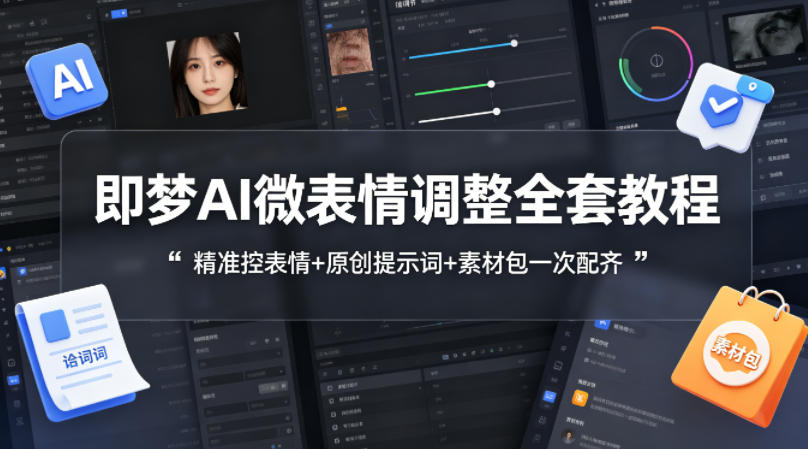 即梦AI微表情调整全套教程，精准控表情+原创提示词+素材包一次配齐-八方网创