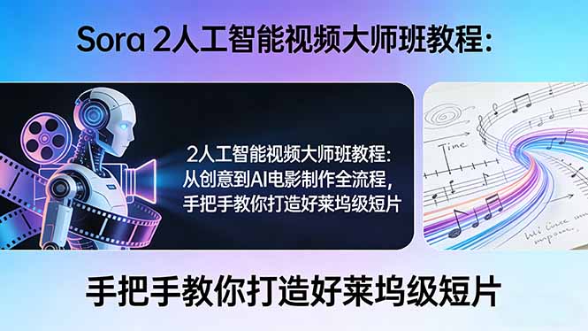 Sora 2人工智能视频大师班教程：从创意到AI电影制作全流程，手把手教你打造好莱坞级短片-八方网创