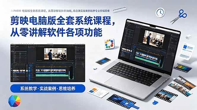 (18926期)剪映电脑版全套系统课程,从零讲解软件各项功能,结合海量实战案例培养专业剪辑思维-八方网创