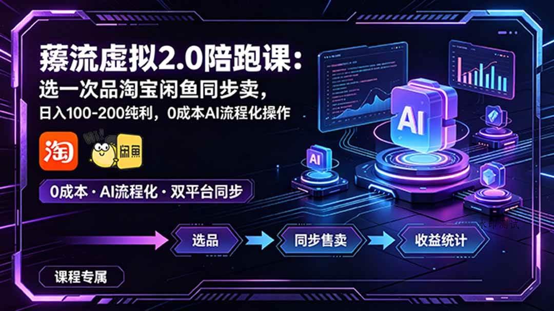 （18942期）薅流虚拟2.0陪跑课：选一次品淘宝闲鱼同步卖，日入100-200纯利，0成本AI流程化操作