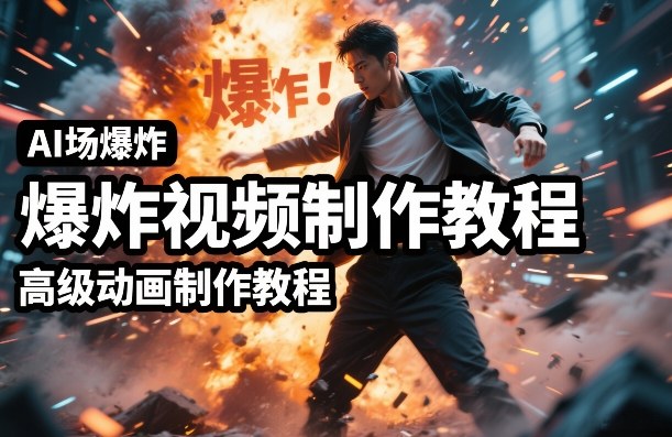 AI场景爆炸视频制作教程，利用人物实拍视频制作出高级的动画特效-八方网创