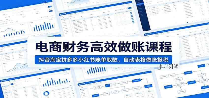 电商财务高效做账课程:抖音淘宝拼多多小红书账单取数,自动表格做账报税 电商财务高效做账课程:抖音淘宝拼多多小红书账单取数,自动表格做账报税