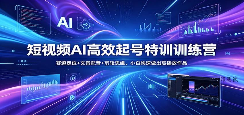 短视频AI高效起号特训训练营：赛道定位+文案配音+剪辑思维，小白快速做出高播放作品-八方网创