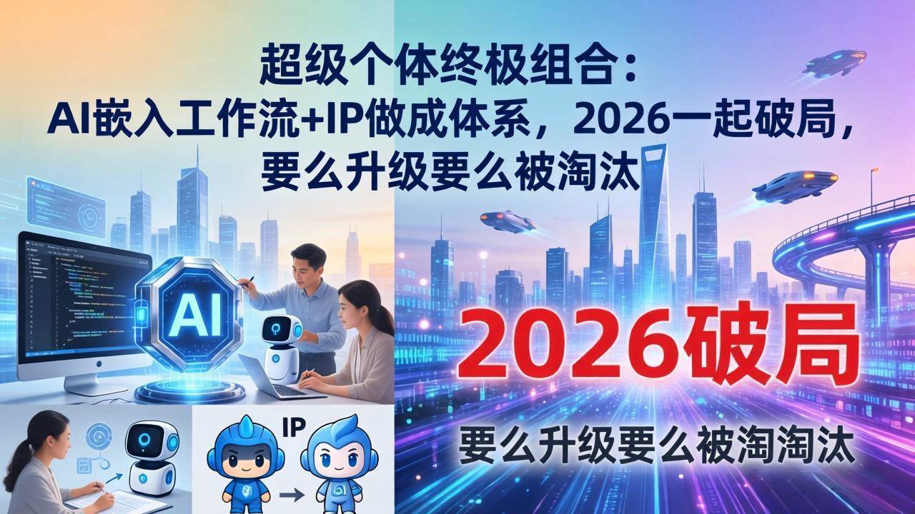 （17789期）超级个体终极组合：AI嵌入工作流+IP做成体系，2026一起破局，要么升级要么被淘汰-八方网创