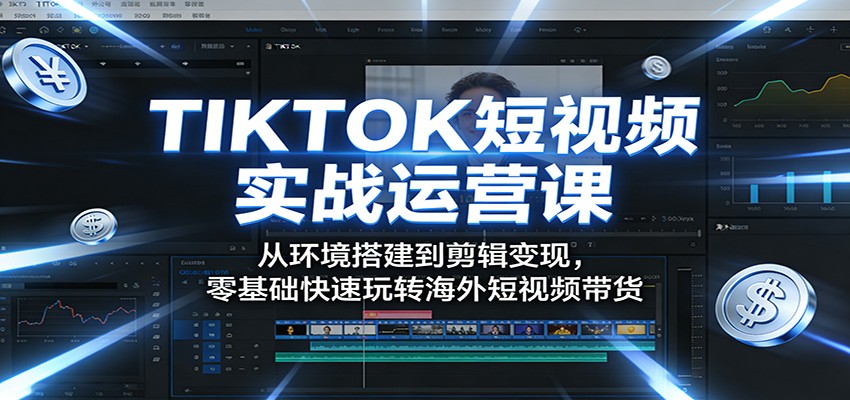 TIKTOK短视频实战运营课：从环境搭建到剪辑变现，零基础快速玩转海外短视频带货-八方网创