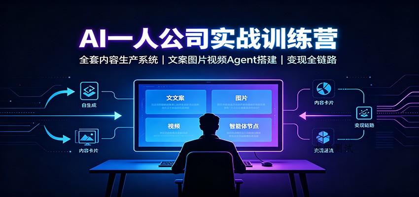 AI创作一人公司实战训练营：全套内容生产系统，文案图片视频Agent搭建变现全链路-八方网创