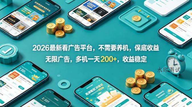 2026最新看广告平台，不需要养机，保底收益，无限广告，多机一天200+，收益稳定【揭秘】-八方网创
