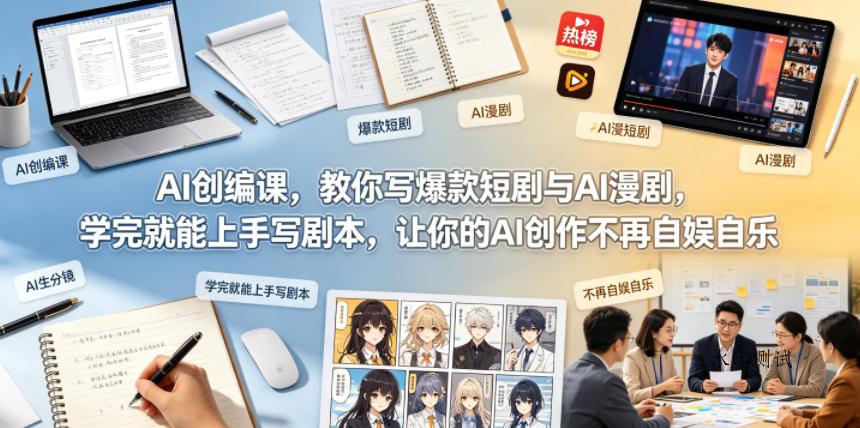 【精】AI创编课，教你写爆款短剧与AI漫剧，学完就能上手写剧本，让你的AI创作不再自娱自乐（更新0521）-八方网创