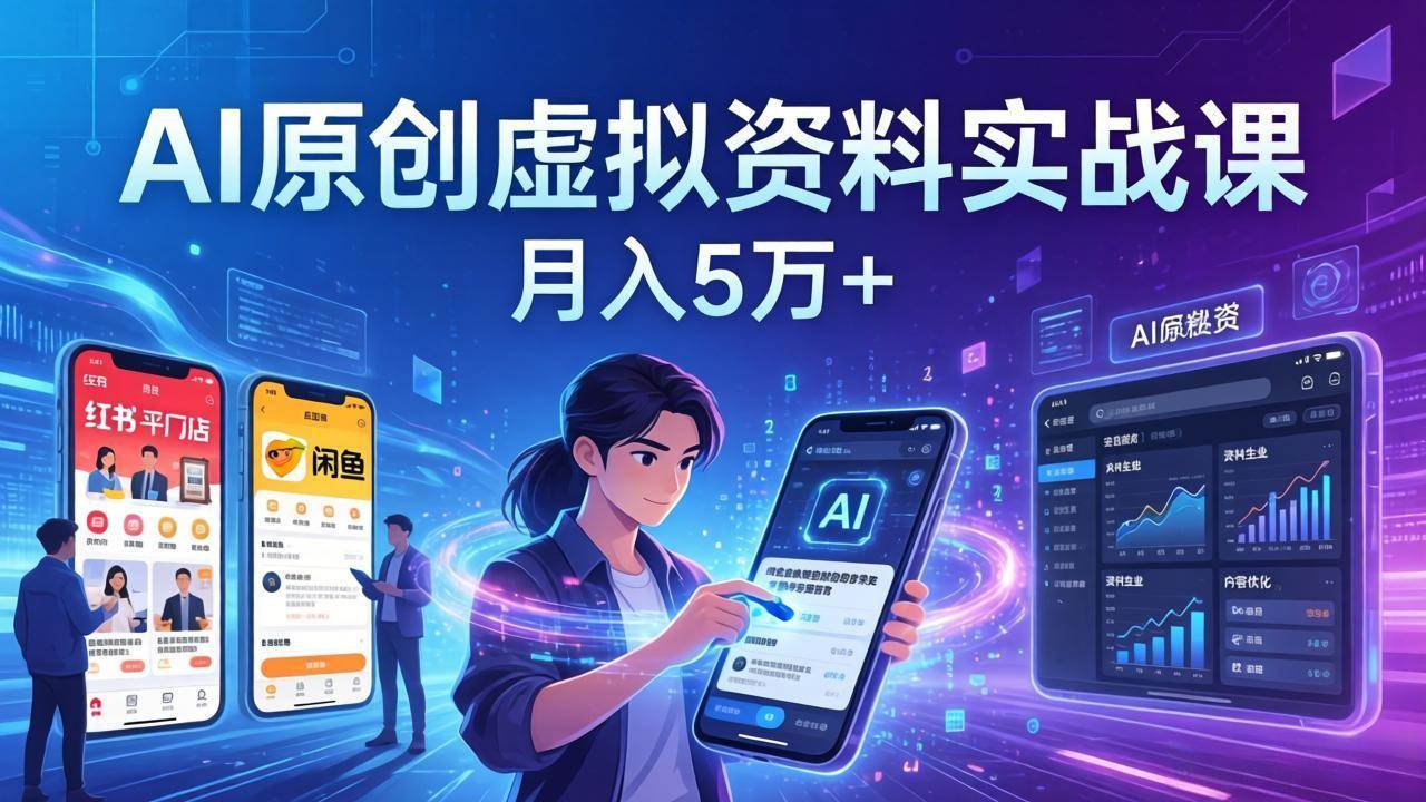 （17657期）AI原创虚拟资料实战课：2026新机会，小红书闲鱼开店，普通人用AI轻松变现，月入5万+-八方网创