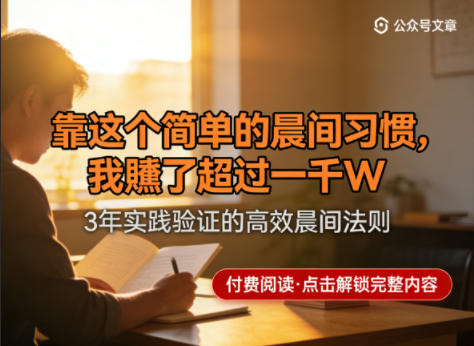 某公众号付费文章：靠这个简单的晨间习惯，我賺了超过一千W-八方网创
