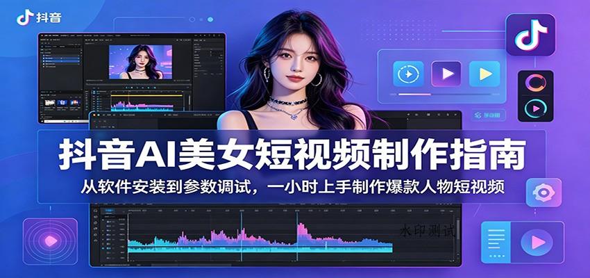 抖音AI美女短视频制作指南:从软件安装到参数调试,一小时上手制作爆款人物短视频-八方网创