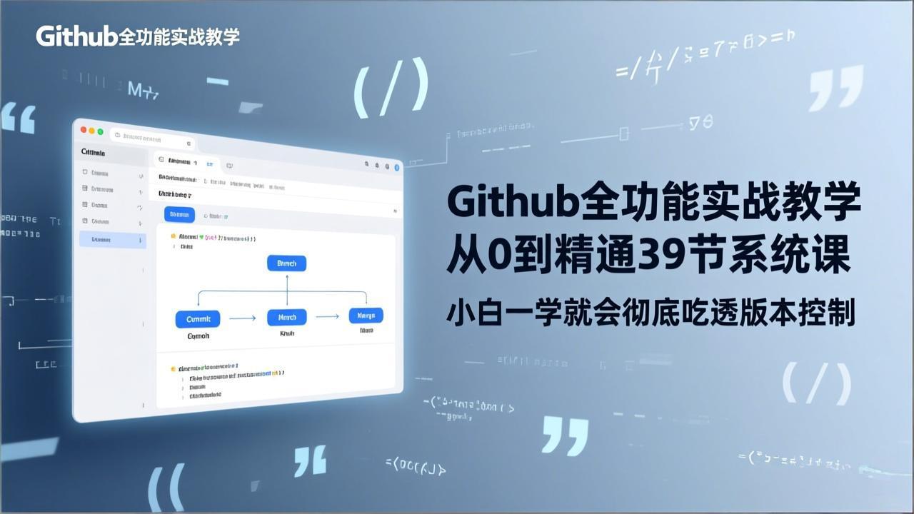 GitHub-全功能实战教学，从0到精通39节系统课，小白一学就会彻底吃透版本控制-八方网创