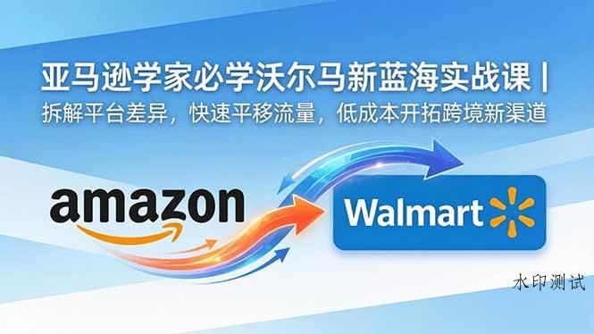 （18635期）亚马逊卖家必学沃尔玛新蓝海实战课｜拆解平台差异，快速平移流量，低成本开拓跨境新渠道-八方网创