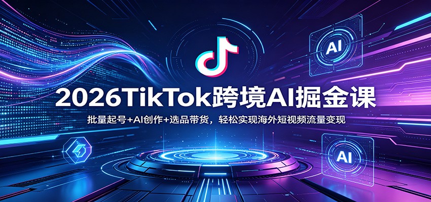 2026TikTok跨境AI掘金课：批量起号+AI创作+选品带货，轻松实现海外短视频流量变现-八方网创