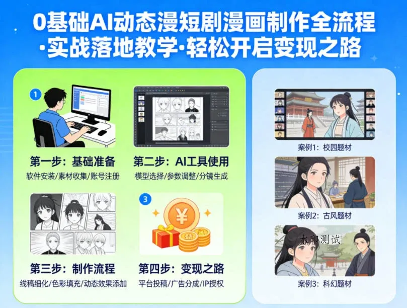 【精】0基础AI动态漫短剧漫画制作全流程，实战落地教学，轻松开启变现之路-八方网创