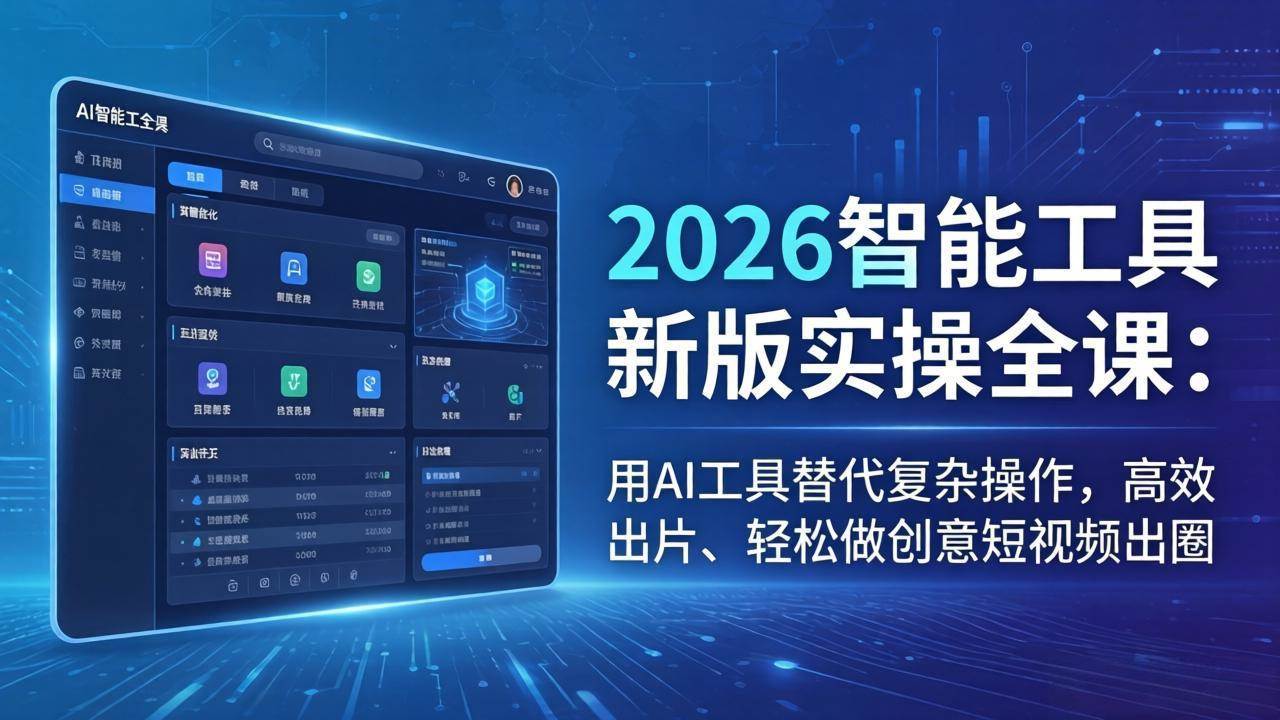 (18005期)2026智能工具新版实操全课:用AI工具替代复杂操作,高效出片、轻松做创意短视频出圈 (18005期)2026智能工具新版实操全课:用AI工具替代复杂操作,高效出片、轻松做创意短视频出圈