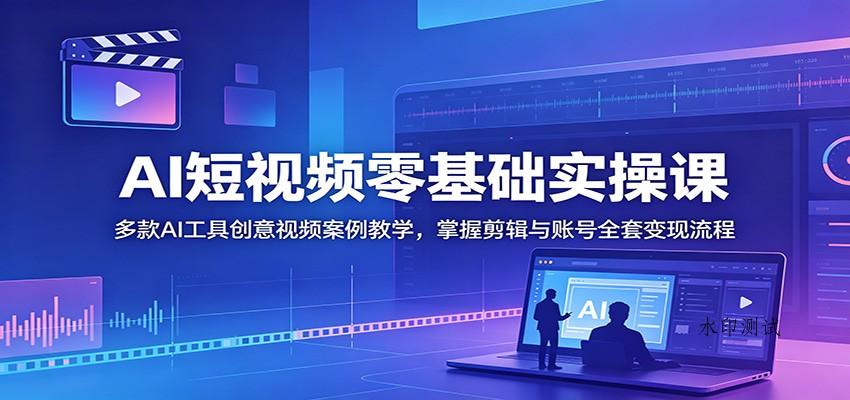 AI短视频零基础实操课:多款AI工具创意视频案例教学,掌握剪辑与账号全套变现流程-八方网创