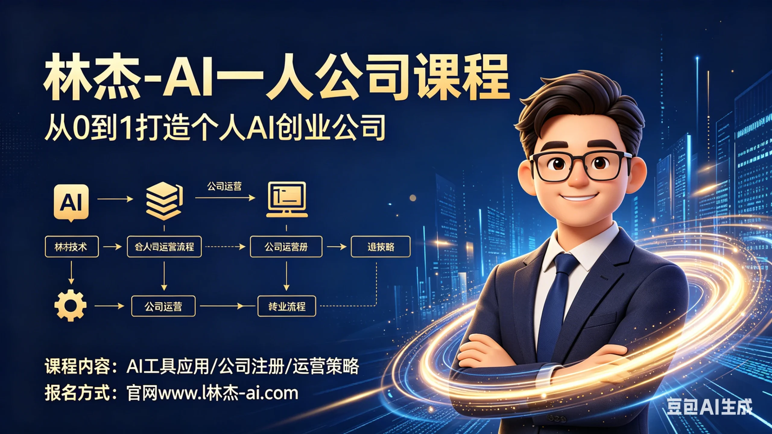 林杰-AI一人公司实战教学，让AI替你写文案、剪视频、找客户-八方网创