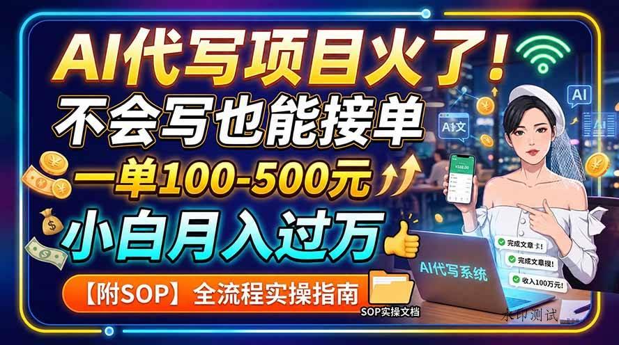 (19967期)AI代写项目火了!不会写也能接单,一单100-500元,小白月入过万【附SOP】-八方网创