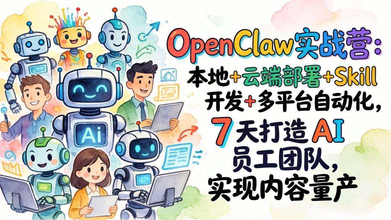 （17626期）OpenClaw实战营：本地+云端部署+Skill开发+多平台自动化，7 天打造 AI 员工团队，实现内容量产-八方网创