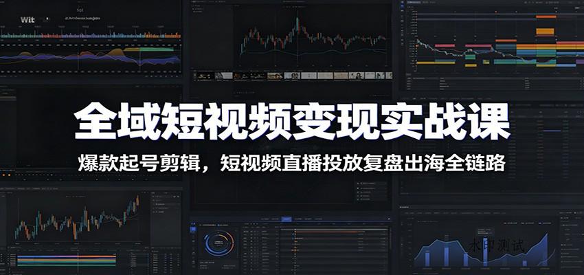 全域短视频变现实战课：爆款起号剪辑，短视频直播投放复盘出海全链路-八方网创
