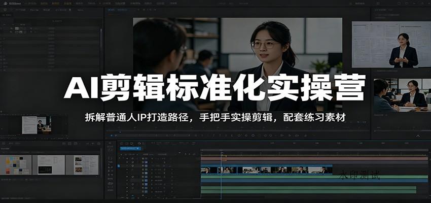 AI剪辑标准化实操营:拆解普通人IP打造路径,手把手实操剪辑,配套练习素材-八方网创