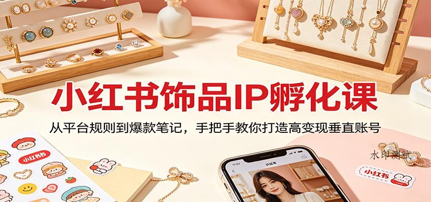小红书饰品IP孵化课：从平台规则到爆款笔记，手把手教你打造高变现垂直账号-八方网创