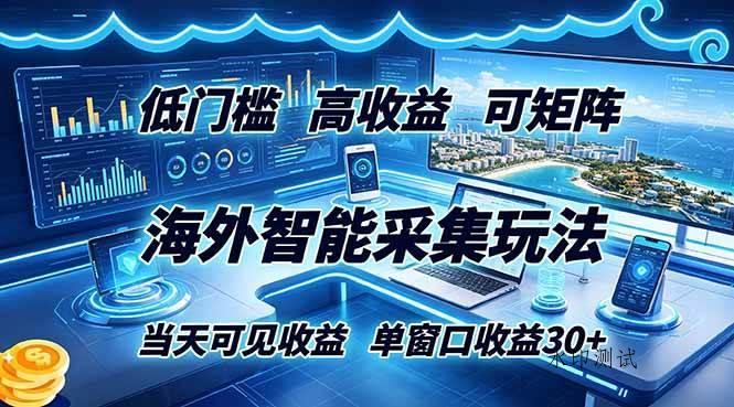 （18955期）海外智能采集玩法，低门槛高单价可矩阵，当天可见收益，单窗口30+-八方网创
